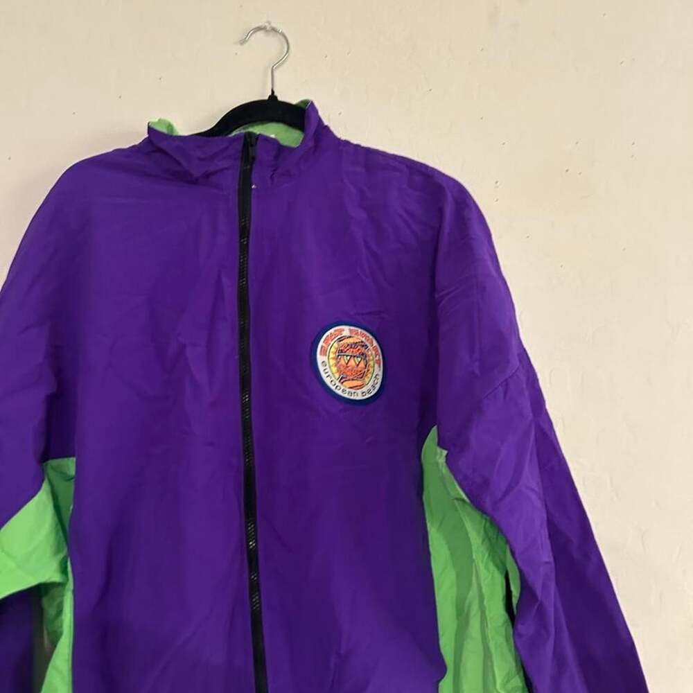 Spot Sport Windbreaker Jacket Size LARGE Purple Green Nylon 90s
